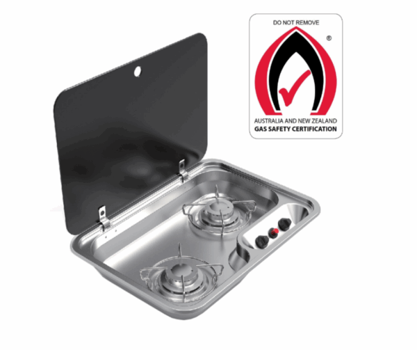 Euro-Grand Caravan 2 Burner LPG Gas Stove Hob With Glass Lid  GR-910