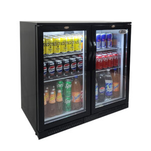 Euro-Grand Tropical Rated Double Glazed 2-Door Under Counter Can Cooler Wine Bar Fridge 198L