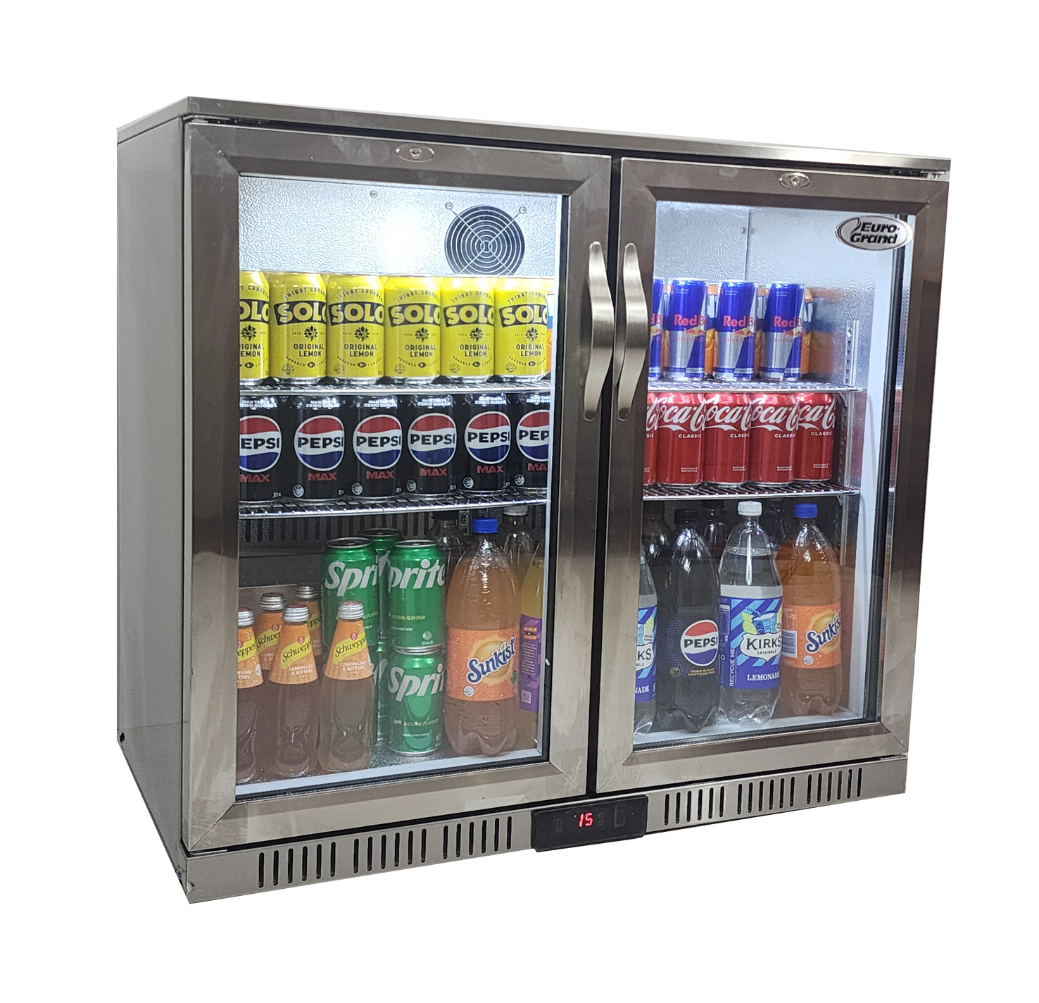 Euro-Grand Tropical Rated Double Glazed 304 SS 2-Door Stainless Steel Under Counter Can Cooler Wine Bar Fridge 198L - Image 6