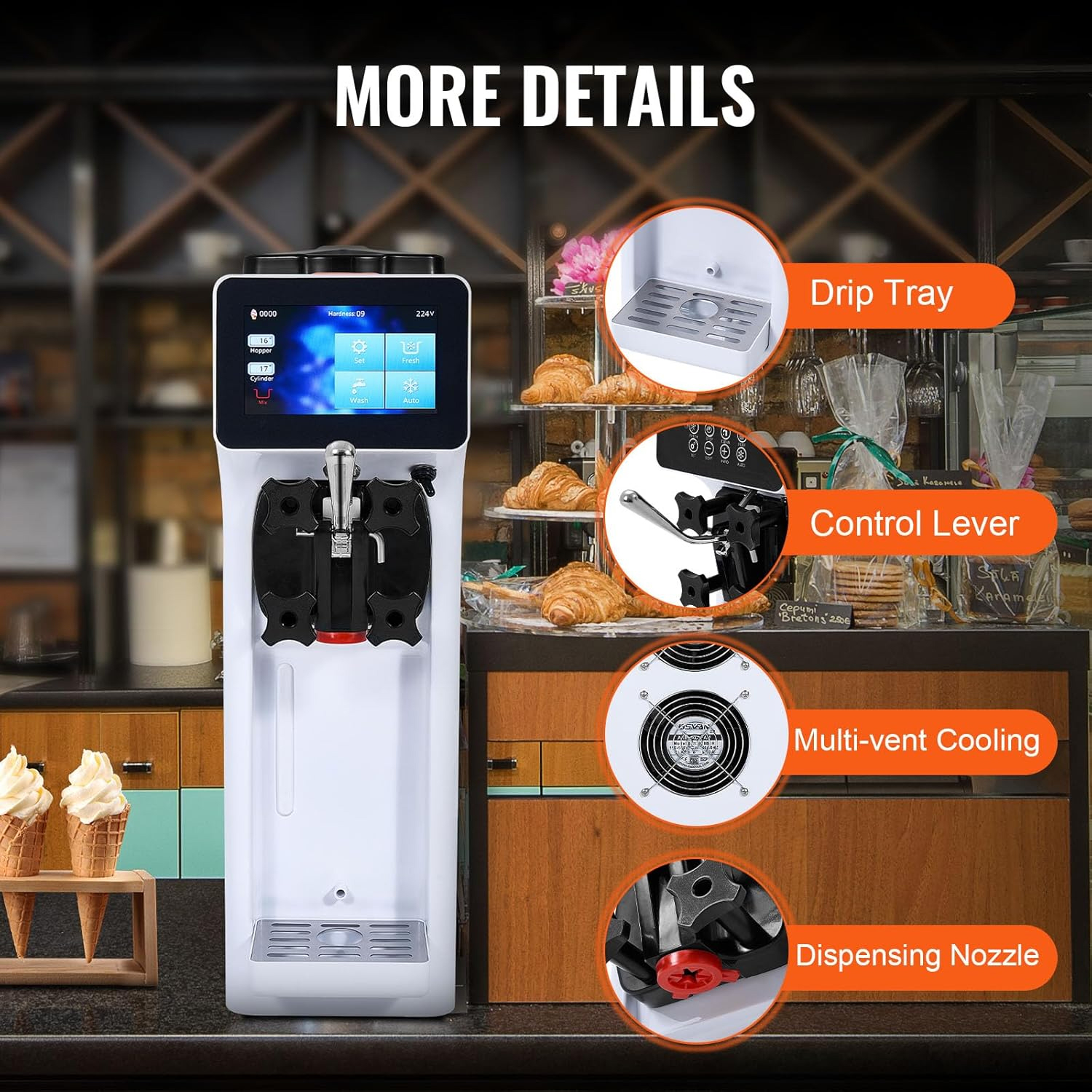 Commercial Ice Cream Maker Soft serve Machine Single Flavour 20L/H Ice-Cream Maker - Image 9