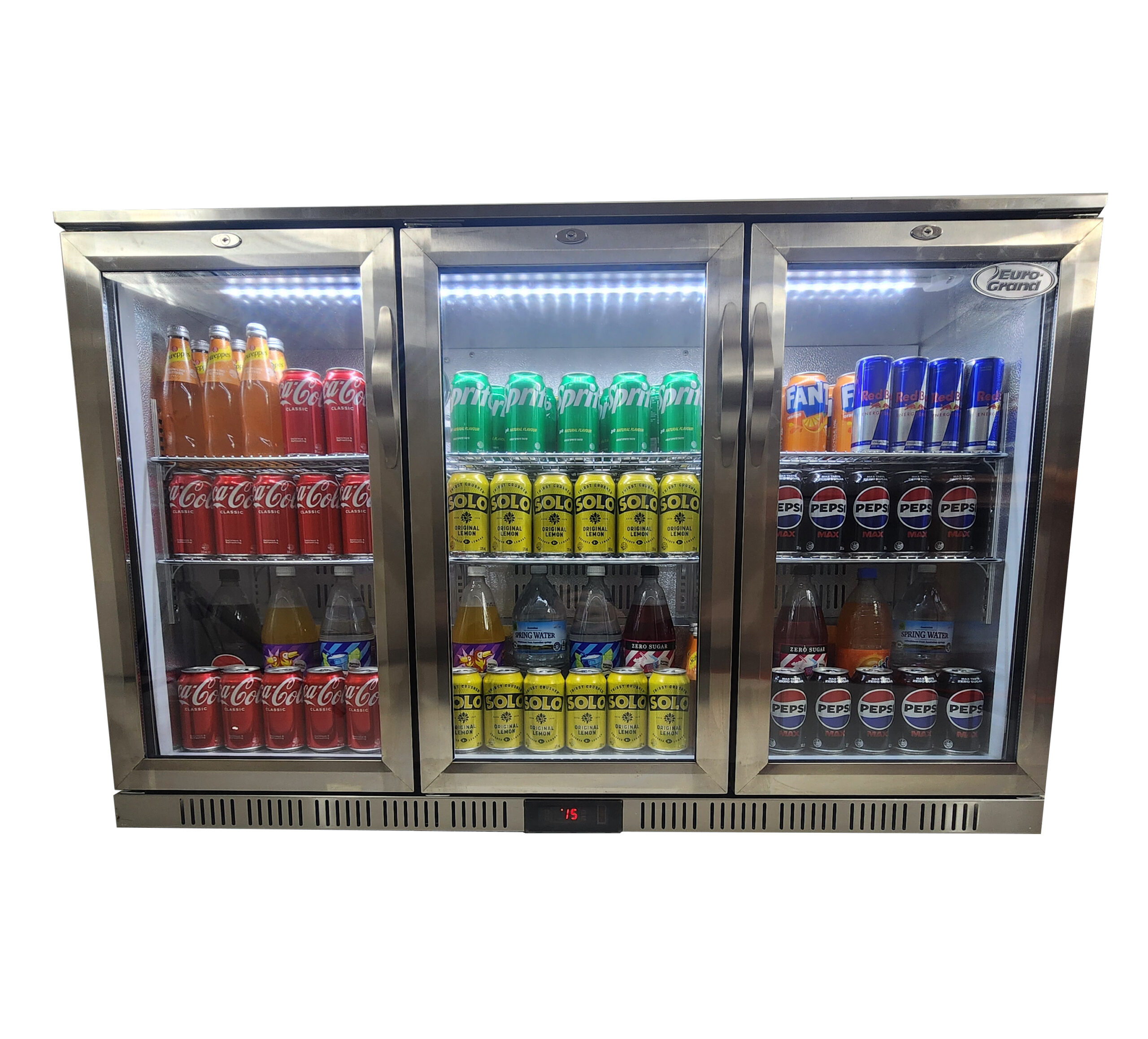 Euro-Grand Commercial Double Glazed, 304 Stainless Steel 3-Door Under Counter Can Cooler Wine Bar Fridge 320L - Image 4