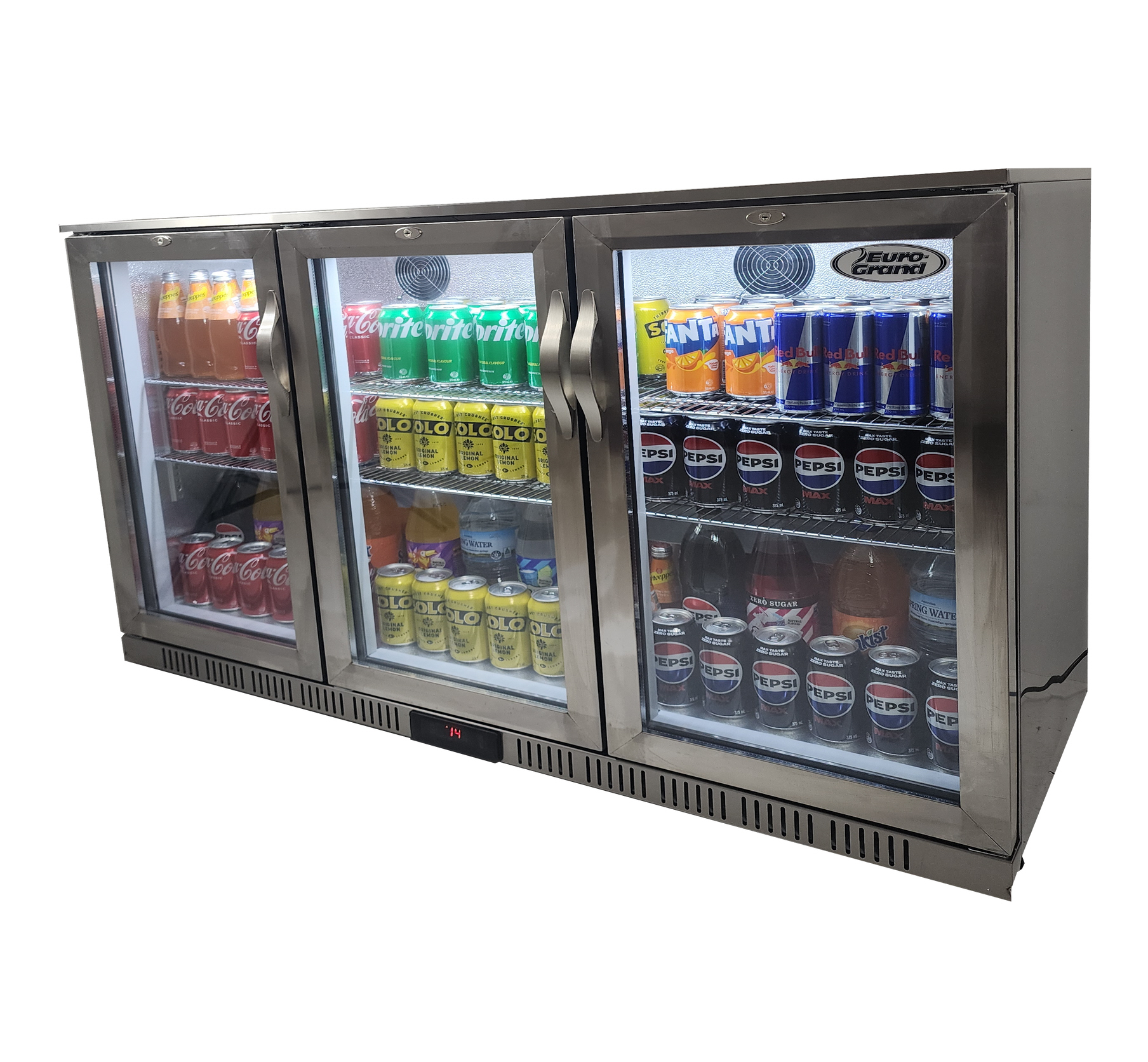 Euro-Grand Commercial Double Glazed, 304 Stainless Steel 3-Door Under Counter Can Cooler Wine Bar Fridge 320L - Image 3