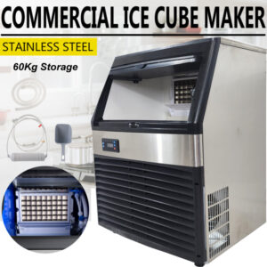 Commercial Cube Ice Maker 60Kg Storage 60Kg/24Hr Capacity Under Bench Suitable Restaurant or Bar