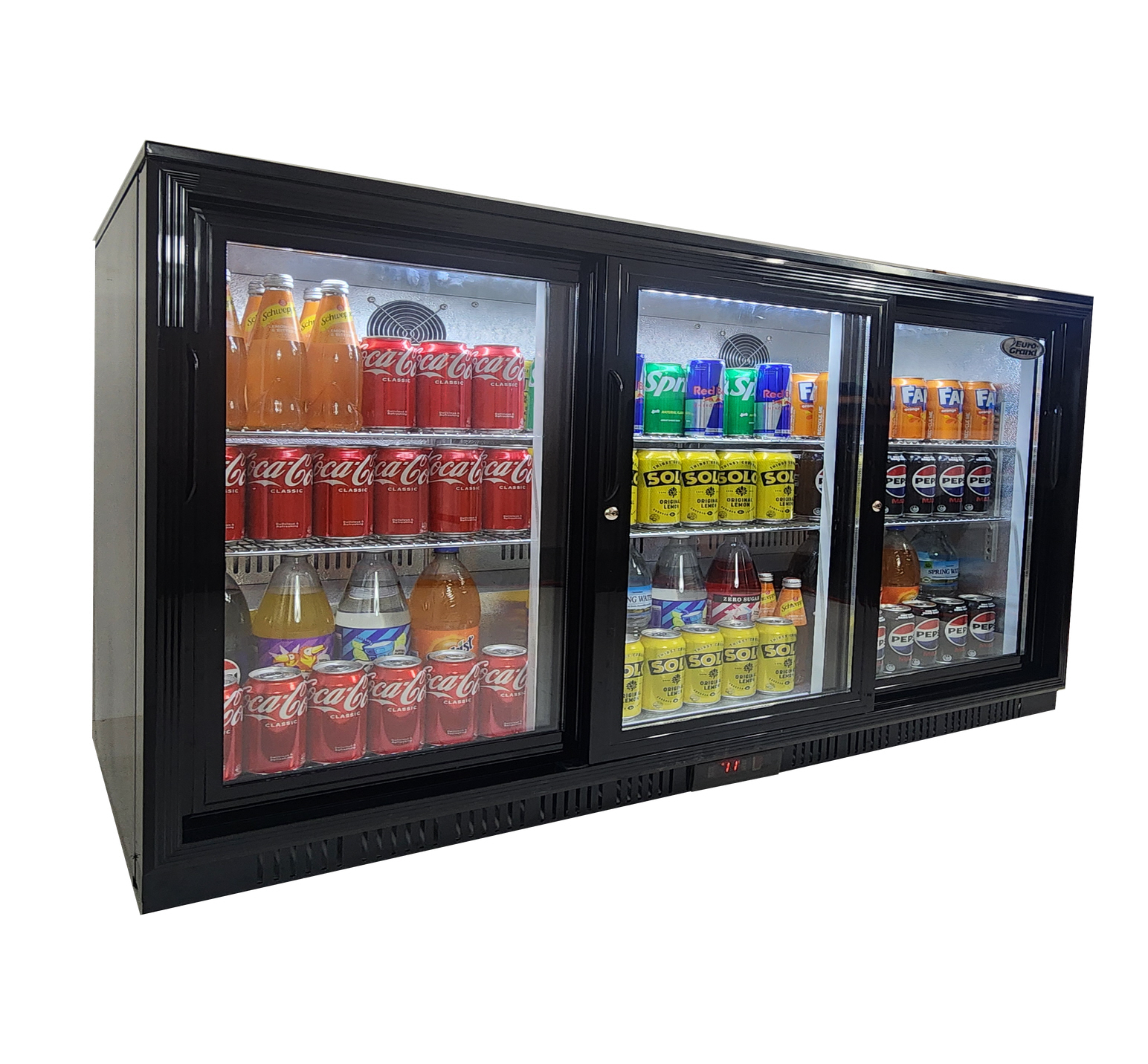 Euro-Grand Commercial Double Glazed, Sliding 3-Door Under Counter Can Cooler Wine Bar Fridge 320L - Image 3